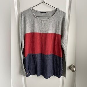 Pink Clover Gray Colorblock Knit Top